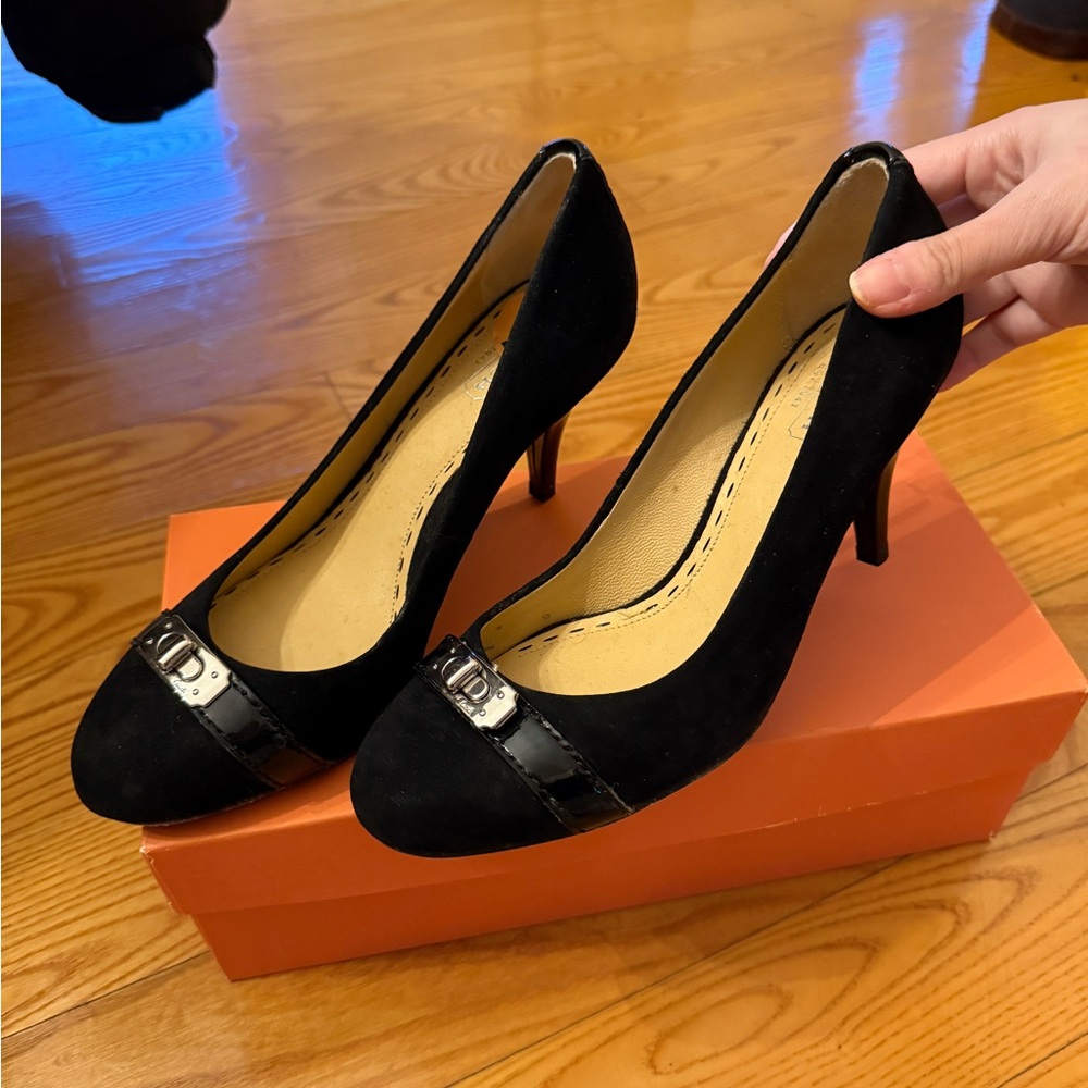 (brand new) Coach “Wanda” Black Suede Pump Heels (US 7)